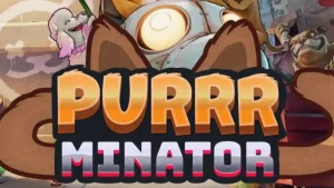 Tampilan visual slot Purrrminator Dream Drop dengan tema distopia neon