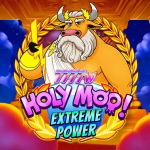 Tampilan visual grid 6x6 pada slot Holy Moo! Extreme Power dengan tema dewa sapi.