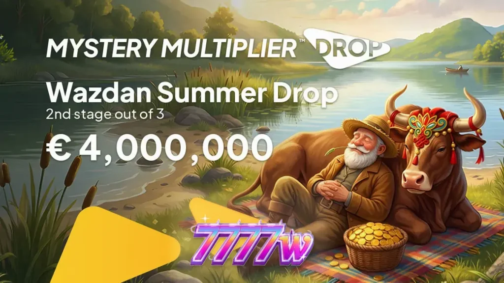 Tampilan antarmuka permainan slot dengan elemen promosi Summer Drop dari Wazdan